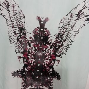 Rock & Republic Feathers and Wings.  Sequins Sheer short Sleeve Blouse